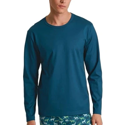 Abbildung von Calida RMX Sleep Langarm Nachtwäsche Shirt, Herren, Größe: Small, Legion blue