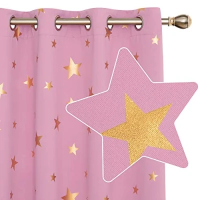 Abbildung von Deconovo Verdunkelungsgardinen Blickdichte Gardinen mit Ösen, 183x117 cm(HöhexBreite), Rosa, 2er Set