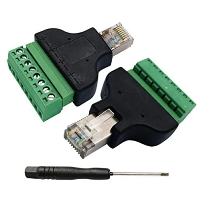 Abbildung von AAOTOKK RJ45 Schraubklemme 8P 8C Männlich auf 8 polige (Weiblich) Schraubanschlüsse Ethernet Netznetzstecker für AV CCTV UTP DVR Cat5 Cat6 Cat7 Koppler (2 Stücke/Männlich)