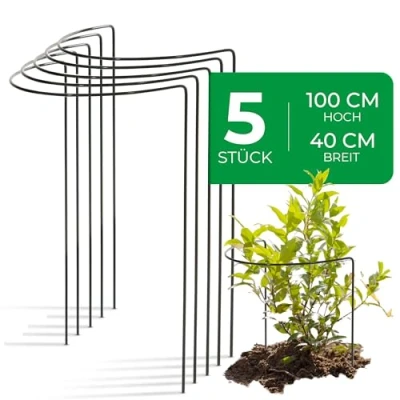 Abbildung von Novatool 5 Strauchstütze 100 cm hoch halbrund 40 grün Staudenhalter Blumenhalter Rankengewächs Pflanzenstütze Blumenstütze Staudenstütze Rankhilfe Strauchhalter Rosenstütze, Metall