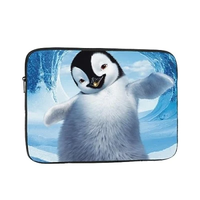 Abbildung von Niedliche Pinguine Baby Fotografieren bedruckte Laptophülle für 38,1 cm (15 Zoll) Laptop, stoßfeste Oxford Gewebe Laptop Schutzhülle Laptoptasche