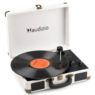 Abbildung von Audizio RP116CR Plattenspieler mit Lautsprecher Vinyl Player 3 Gang Antrieb, Bluetooth 5.0, Schallplattenspieler Riemenantrieb 33/45/78, Auto Stop, Digitalisieren USB, AUX