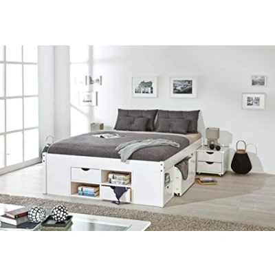 Abbildung von Inter Link Funktionsbett Till 160x200, aus massivem Holz, mit Rollrost, Nachtkommode, 4 Farben