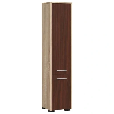 Abbildung von AKORD Badezimmer Hochschrank schränke kommode FIN 2D 2 Türen (je oben und unten) B30 x H140 T30 cm Gewicht 25 kg Hängeschrank für Wandmontage Sonoma Eiche &amp; Wenge Front