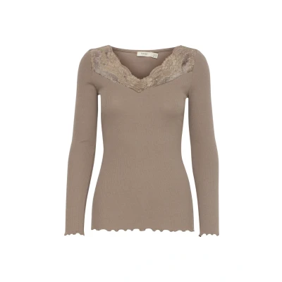 Abbildung von Fransa Frhizamond TEE Langarmshirt, Damen, Größe: Large, Walnut