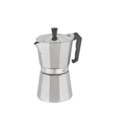 Abbildung von cilio Espressokocher Classico für 6 Tassen Induktion geeignet Höhe: 20 cm Ø 8,5 Aluminium Gehäuse Silber mit Planboden Reisen oder Camping