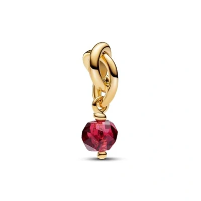 Abbildung von PANDORA Moments Facettierter echtroter Ewigkeitskreis Charm Anhänger aus Sterling Silber mit vergoldeter Metalllegierung und künstlichem Kristall, Kompatibel Armbänder, 763462C07