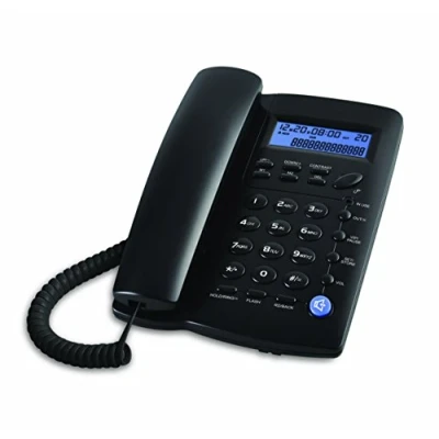 Abbildung von Ornin Y043 schnurgebundenes Telefon mit Lautsprecher, Anruferanzeige über LCD (Schwarz)
