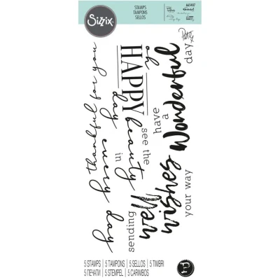 Abbildung von Sizzix 665407 Clear Stamps Sunnyside Sentiments #5 von Pete Hughes, Multicolour, One Size