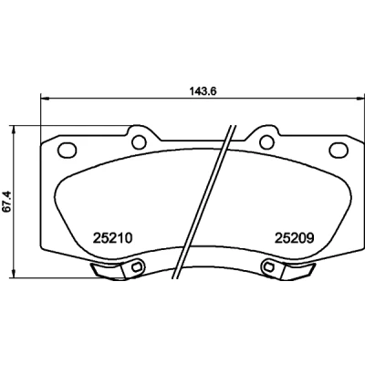Abbildung von HELLA 8DB 355 015 821 Bremsbelagsatz mit akustischer Verschleißwarnung TOYOTA: HILUX 3 Pick up, Pritsche/Fahrgestell (KUN1, TGN3, TGN2, TGN1,