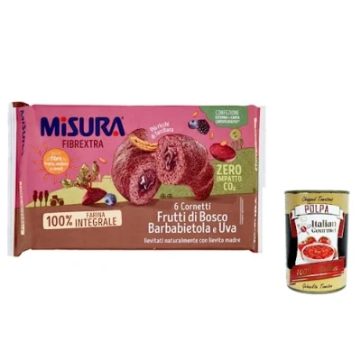 Abbildung von 3x Misura fibrextra cornetti croissant Beeren, Rote Bete und Trauben 100 % Vollkornmehl 308 g + Italian Gourmet polpa 400g