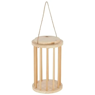 Abbildung von Kerbl Pet Heuraufe 3 in 1, Stand / Roll Hängreaufe für Hasen und Kaninchen, Aus unbehandeltem Holz, 25x Ø15 cm