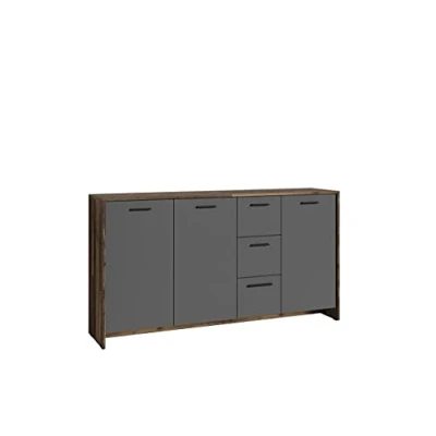 Abbildung von byLIVING Ben 05 Kommode, Sideboard, Türen, Schubkästen, Style/anthrazit, Melamin, Old Wood, B 153, H 83, T 35 cm