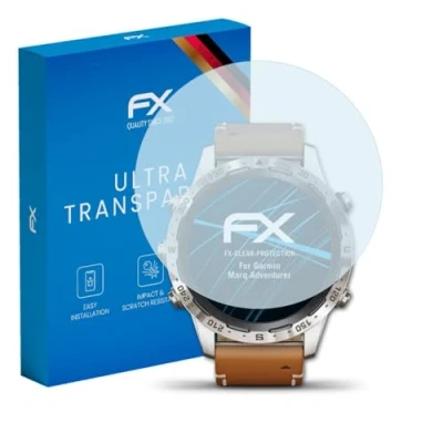 Abbildung von atFoliX Schutzfolie kompatibel mit Garmin Marq Adventurer Folie, ultraklare FX Displayschutzfolie (3X)