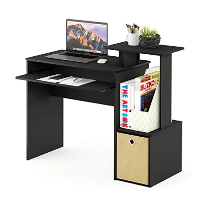 Abbildung von Furinno Econ Mehrzweck Home Office Computer Schreibtisch mit Ablage und Einschub, holz, Schwarz Braun, 40.01 x 86.61 cm