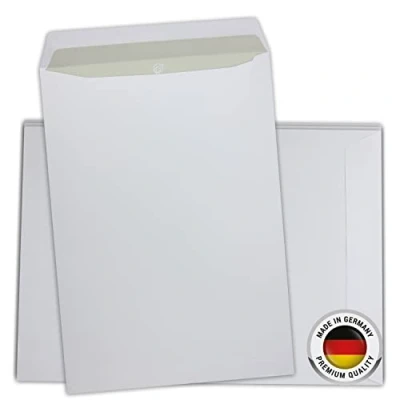Abbildung von SPECHT 25er Packung Versandtaschen C4 Briefumschläge A4 Weiß, Ohne Fenster, Selbstklebend, 120g/m² Kraftpapier, Kuvert &amp; Geschäftsumschlag, Ideal für Geschäfts Privatpost, Made in Germany