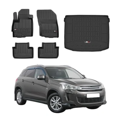 Abbildung von OMAC Fußmatten &amp; Kofferraumwanne Set kompatibel mit Citroen C4 Aircross 2012 2017 Gummi 5X