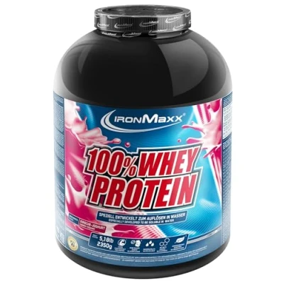 Abbildung von IronMaxx 100% Whey Protein Pulver Kirsche Joghurt 2350g Dose zuckerreduziertes, wasserlösliches Eiweißpulver aus Molkenprotein viele verschiedene Geschmacksrichtungen