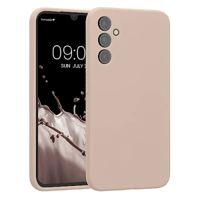Abbildung von kwmobile Handyhülle kompatibel mit Samsung Galaxy A34 5G Hülle gummierte Handy Case aus Silikon in Coconut Swirl