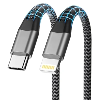 Abbildung von USB C Lightning Kabel 2M [MFi Zertifiziert], iPhone Ladekabel Nylon Schnellladekabel für Apple 14 Pro Max/14 Plus/13/12 Mini/11/XR/X/8/SE