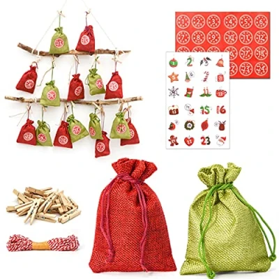 Abbildung von Kalender zum Selbstbasteln Adventskalender Befüllen 24 Geschenksäckchen, Geschenk Säckchen Bastelset
