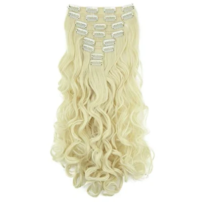 Abbildung von CAISHA XL 45cm CLIP IN EXTENSIONS Klara 7 Teile Set Haarverlängerung Voluminös Gelockt Platinblond CE8 1