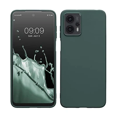 Abbildung von kwmobile Hülle kompatibel mit Motorola Moto G23 / G13 weiches TPU Silikon Case Cover geeignet für kabelloses Laden Blaugrün