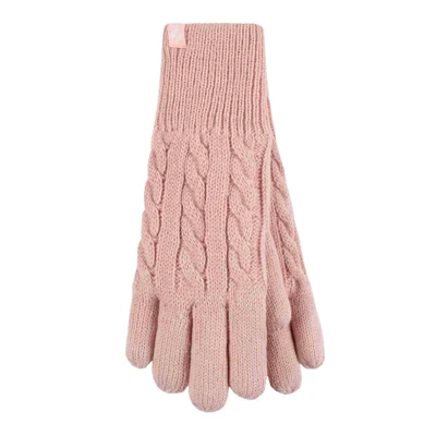 Abbildung von HEAT HOLDERS Damen Extra Warm Winter Handschuhe Strick mit Innen Flauschig Fleece Gefüttert (S M, Dusky Rosa)