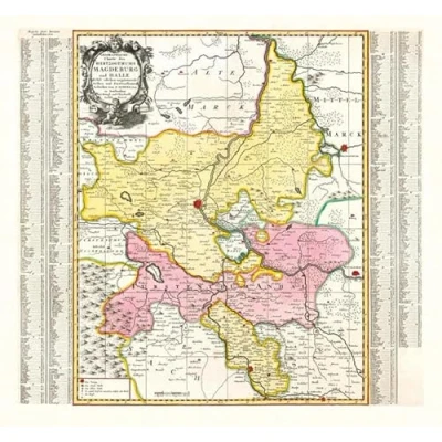 Abbildung von Historische Karte: Herzogtum Magdeburg mit Halle und Fürstentum Anhalt, um 1750: KURFÜRSTENTUM SACHSEN Amt Gommern Grafschaft Barby
