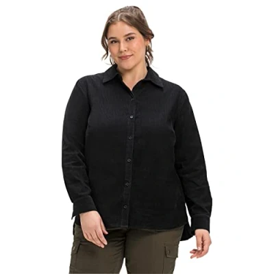 Abbildung von Sheego Hemdbluse, Damen, Größe: 52, Schwarz
