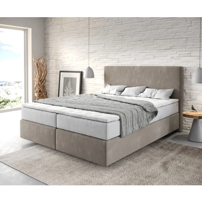 Abbildung von DELIFE Boxspringbett Dream Well, Mikrofaser Beige 160x200 cm mit TFK Matratze und Visco Topper