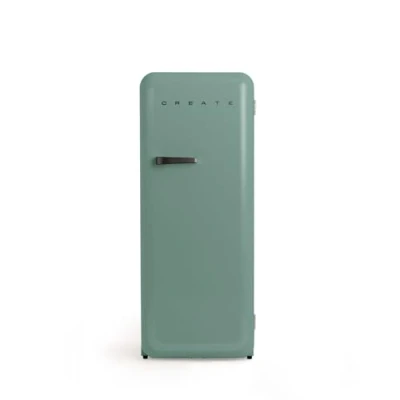 Abbildung von CREATE / RETRO FRIDGE 150 SCHWARZ/Kühlschrank mit Gefrierfach 281L in Salbeigrün, Griff Schwarz 102W, niedriger Energieverbrauch, 150cm, 3 Ablagen, Temperaturregelung,60x60x150cm
