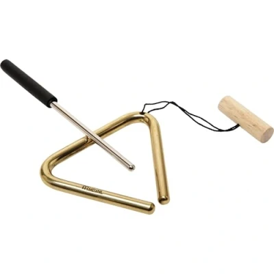 Abbildung von Meinl Percussion Messing Triangel Instrument Kleines Klangdreieck mit Halterung Durchmesser 4 Zoll Inkl. Schlägel Messing, Gold (TRI10B)