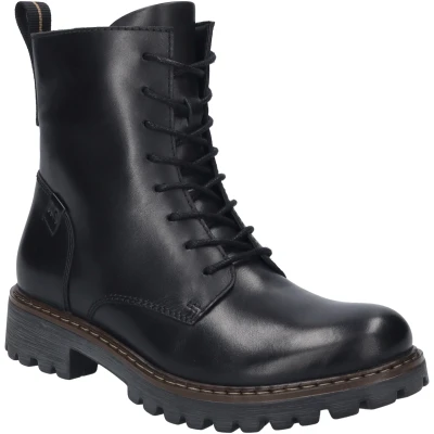 Abbildung von Josef Seibel Damen Combat Boots Marta 02,Weite G (Normal),Wechselfußbett,schnürstiefel,Bootee,Booties,halbstiefel,schwarz / VL604 100,38 EU