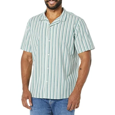 Abbildung von Amazon Essentials Herren Urlaubshemd In Standard Passform, Hellblau Streifen, XL