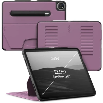 Abbildung von ZUGU iPad Pro 12.9 Hülle 2022/2021 6. / 5. Generation, schlanke Schutzhülle 10 Winkel Ständer magnetisch, Aufladen Stiftes Auto Sleep/Wake Up [ iPadPro Beere Violett ]