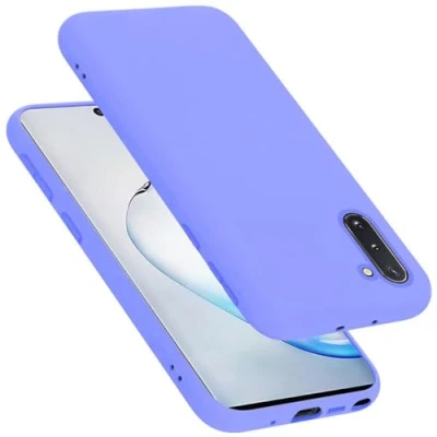 Abbildung von Cadorabo Hülle kompatibel mit Samsung Galaxy Note 10 Handyhülle für Case aus flüssigem Silikon stoßfeste dünne TPU Schutzhülle Liquid HELL LILA