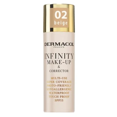 Abbildung von Dermacol Infinity Make up und Korrektor, Mehrfach verwendbar, Superabdeckung, Fotofreundlich, Ipoallergen, Wasserfest, Berührungsfest, Nicht okkludierend, SPF 15, n. 02