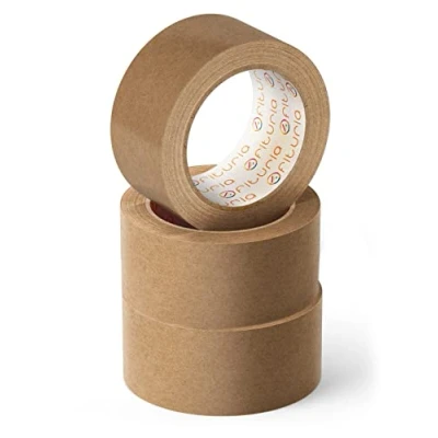 Abbildung von OFITURIA Umweltfreundliches Klebeband aus Kraftpapier, Braun, Karosserieband für Verpackung, Bilder oder Versiegelung. Sichere und stabile Verpackung