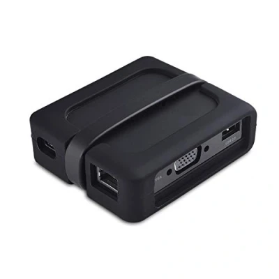 Abbildung von Cable Matters USB C Multiport Adapter (USB Hub mit HDMI/DisplayPort/VGA, 2.0, Fast Ethernet, 60W PD) in Schwarz Thunderbolt 3, USB4, 4 Port kompatibel für MacBook Pro und mehr