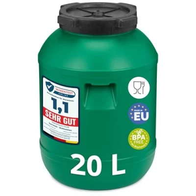 Abbildung von Garronda Weithalsfass 20 Liter Futtertonne mit Deckel ohne Dichtung BPA freier HDPE Futterbehälter für Wasser, Lagerung, Tierfutter, Sauerkraut und Gurken GD 0142