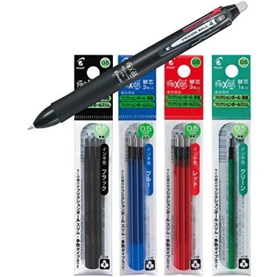 Abbildung von Pilot FriXion Ball 2268001 Tintenroller, 4 Farben, 0.5 mm, schwarz (Stift + Ersatzmine)