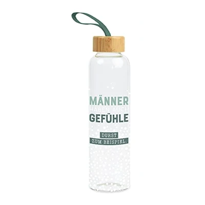 Abbildung von Grafik Werkstatt Trinkflasche aus Glas mit lustigem Spruch Griffschlaufe 550 ml Männer