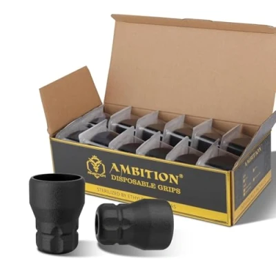 Abbildung von Ambition Soldier P2 Einweg Tattoo Griffstücke 12 Stück 30 mm aus Gummi mit Klick Einstellsystem für die Tätowiermaschinen Soldier, Zetton, 32 Torped und Shura