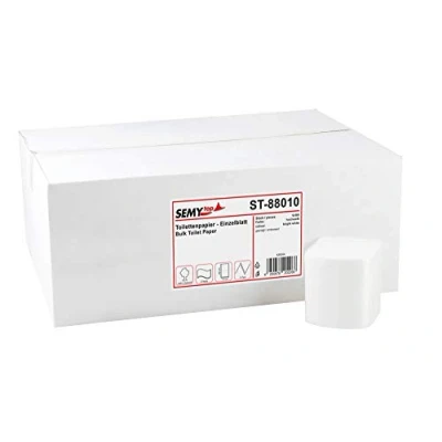 Abbildung von Semy Top Einzelblatt Toilettenpapier, 9000 Blatt, 2 lagig hochweiß / Zellstoff 10 x 22 cm, 1er Pack (1 1 Stück)