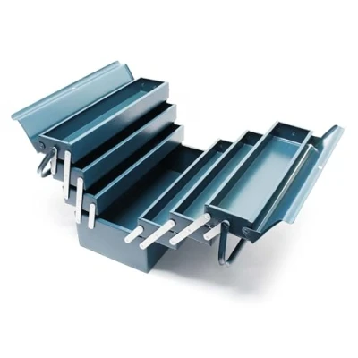 Abbildung von Wiltec Werkzeugkiste 420x200x250mm aus Stahl mit 7 Fächern, beständiger Werkzeugkasten Handgriff, Werkzeugbox