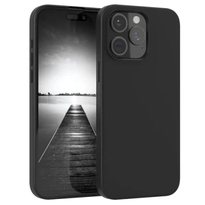 Abbildung von EAZY Case Silikonhülle für iPhone 15 Pro Max Hülle Silikon Schwarz stoßfeste Handyhülle Schutzhülle mit Kameraschutz Dünn Premium Schutz Cover TPU Phone Bumper in Matt