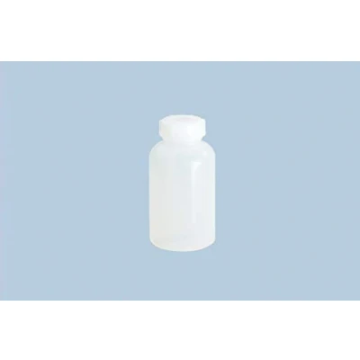 Abbildung von hünersdorff Weithalsflasche zum Befüllen mit Schraubverschluss aus LD PE (bruchsicher und lebensmittelgeeignet), 200 ml, transparent