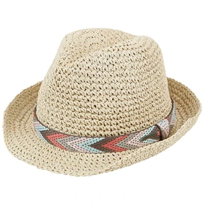 Abbildung von chillouts Strohhut knautschbarer Trilby mit Muster Band