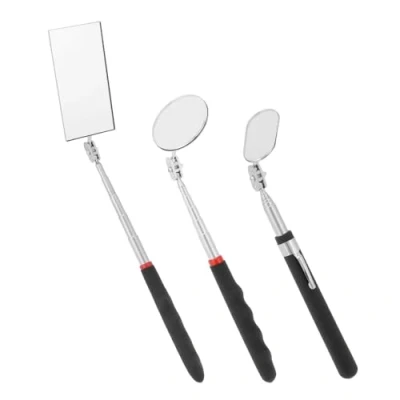 Abbildung von QWORK® 3 Stück Teleskop Inspektionsspiegel Set, Rechteckig, Rund und Oval, 360 Grad Drehbar, Ausziehbare Griffe, Für Fahrzeug Inspektionen